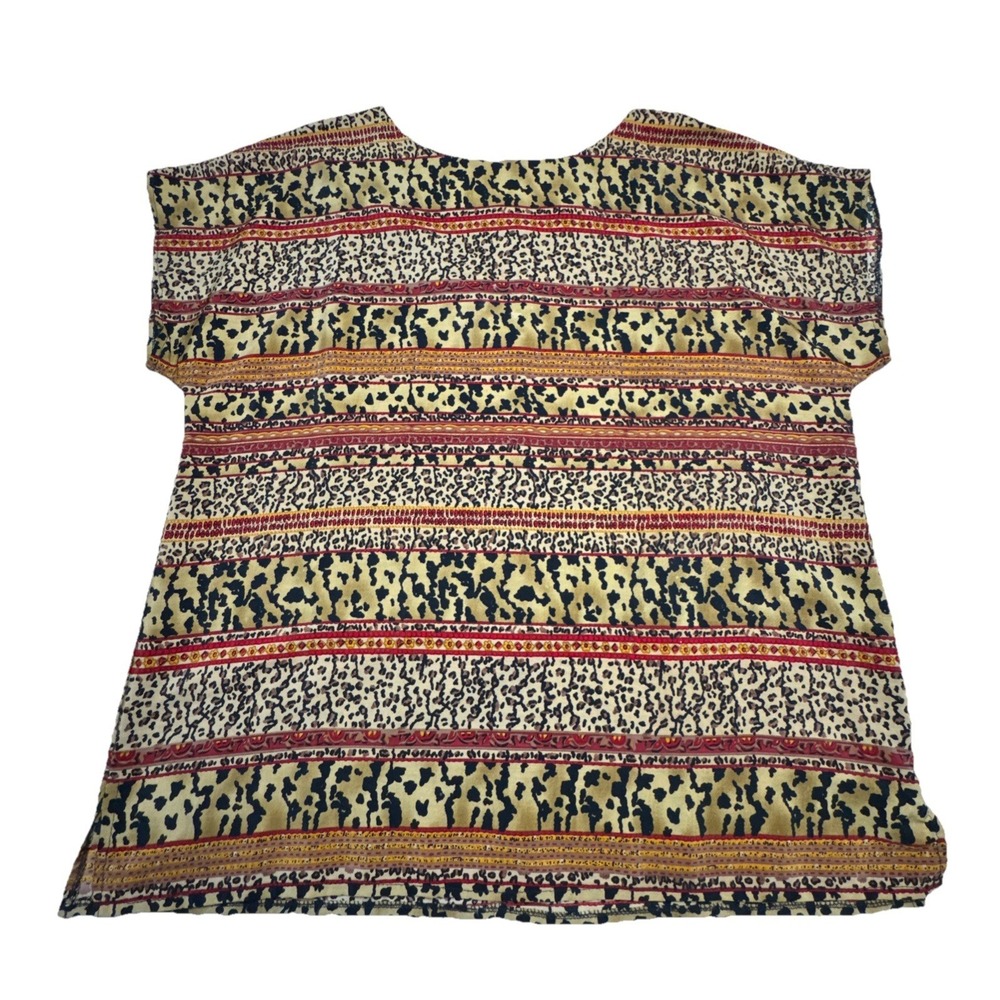 Jordana Vintage Animal Print Stripe Blouse Womens XL‎ Leopard Cheetah Top 5256